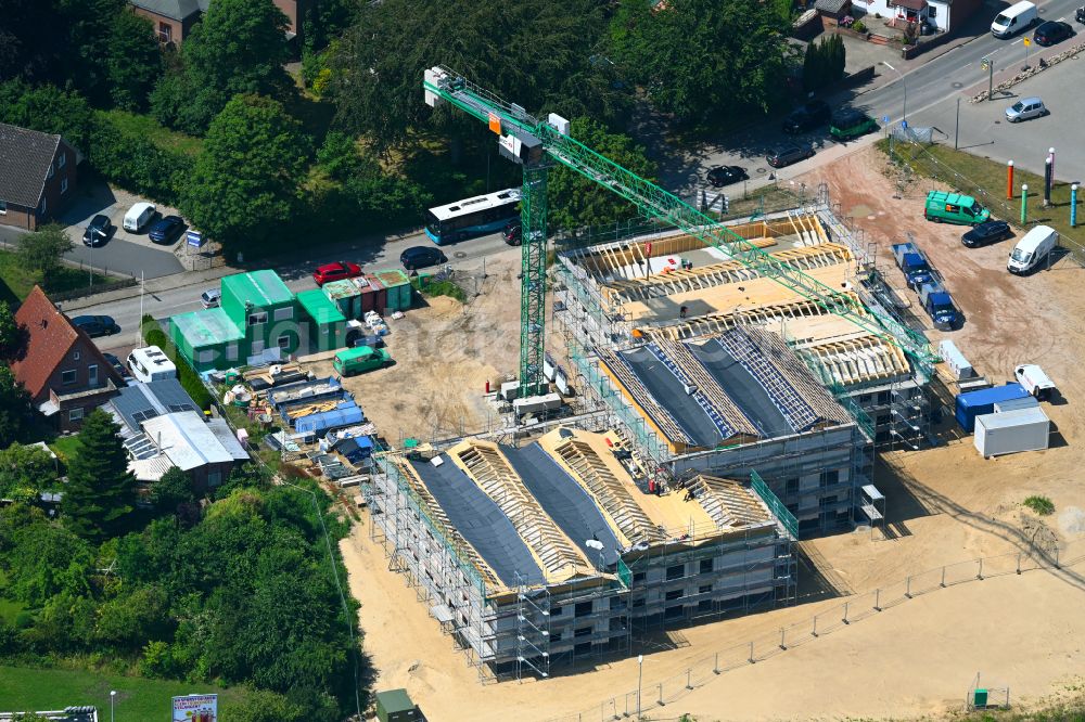 Aerial image Meldorf - Construction site for the new construction of a nursing home - building for disabled people of the Foundation Man on Kampstrasse in Meldorf in the state Schleswig-Holstein, Germany