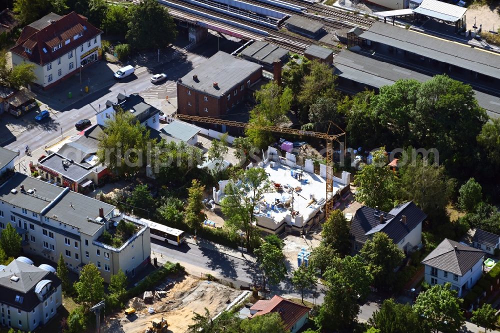 Aerial image Berlin - Construction site for the new construction of a dorm residential care home - building for the physically handicapped on Wodanstrasse in the district Mahlsdorf in Berlin, Germany