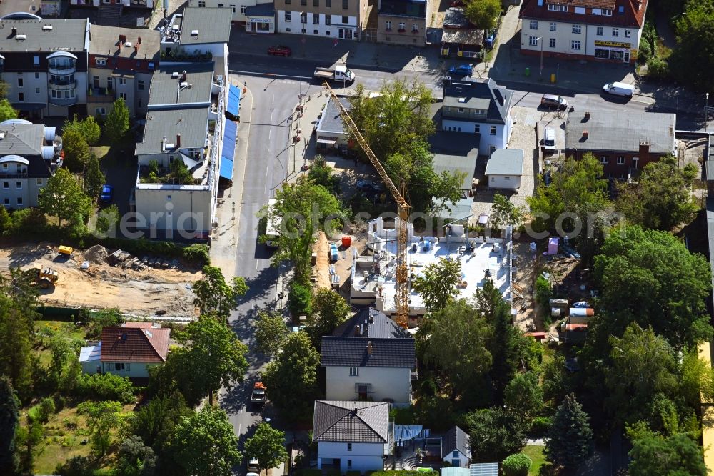 Berlin from above - Construction site for the new construction of a dorm residential care home - building for the physically handicapped on Wodanstrasse in the district Mahlsdorf in Berlin, Germany