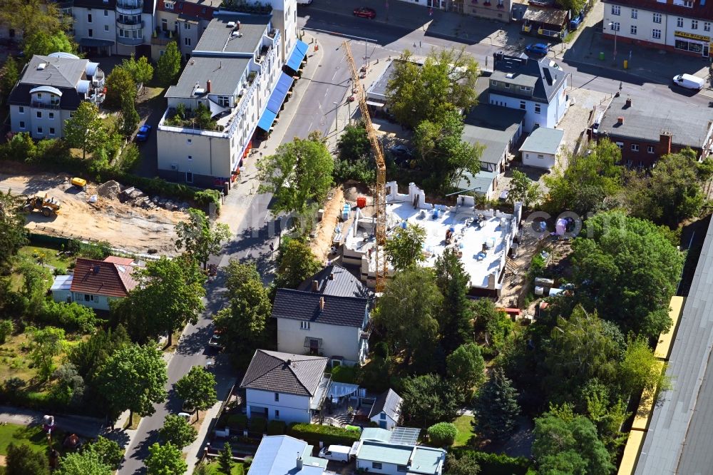 Berlin from the bird's eye view: Construction site for the new construction of a dorm residential care home - building for the physically handicapped on Wodanstrasse in the district Mahlsdorf in Berlin, Germany