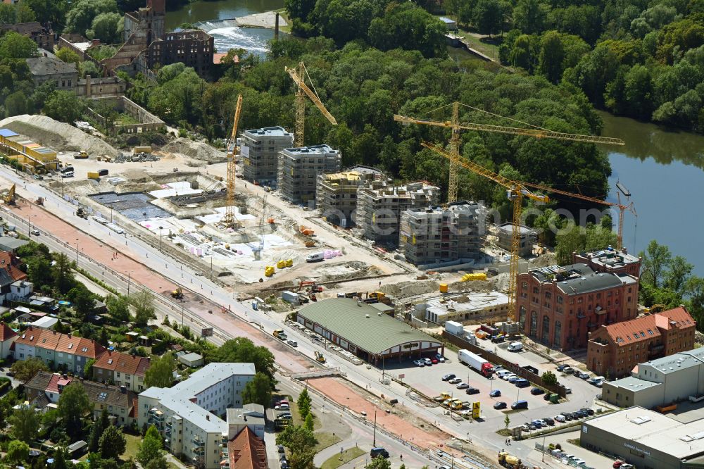 Aerial photograph Halle (Saale) - Construction site for the new construction of residential houses of the project Family houses on Boellberger Weg in Halle (Saale) in the state Saxony-Anhalt, Germany