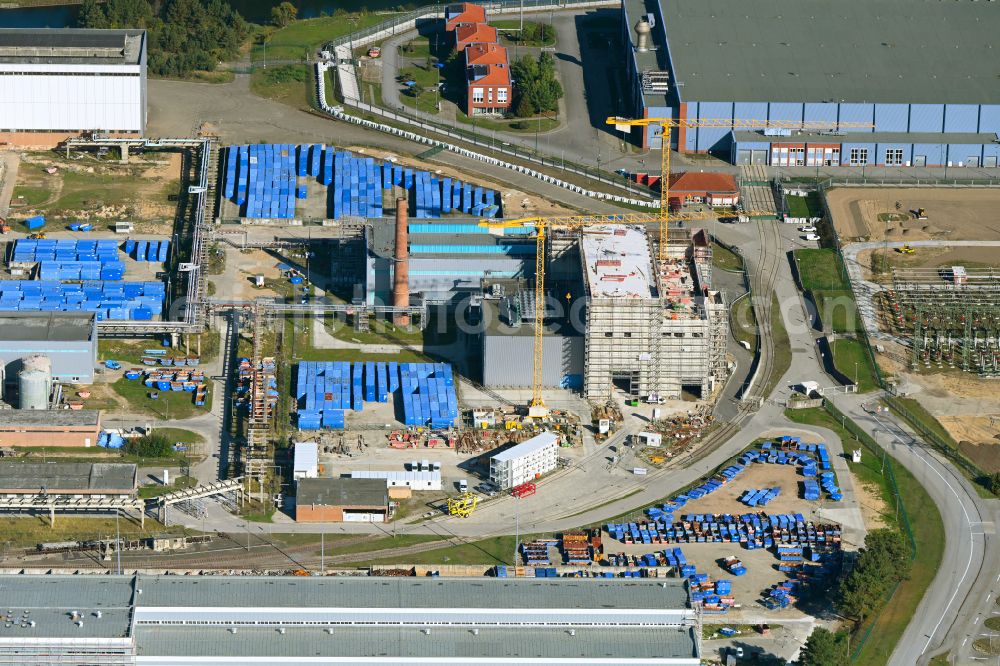 Rubenow from above - Construction site for the new construction of a dismantling hall on the site of the former nuclear power plant - nuclear power plant Lubmin on the street Am Zwischenlager in Rubenow in the state Mecklenburg - Western Pomerania, Germany