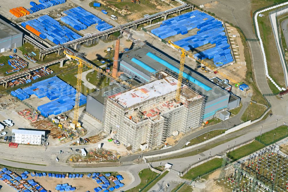 Aerial image Rubenow - Construction site for the new construction of a dismantling hall on the site of the former nuclear power plant - nuclear power plant Lubmin on the street Am Zwischenlager in Rubenow in the state Mecklenburg - Western Pomerania, Germany