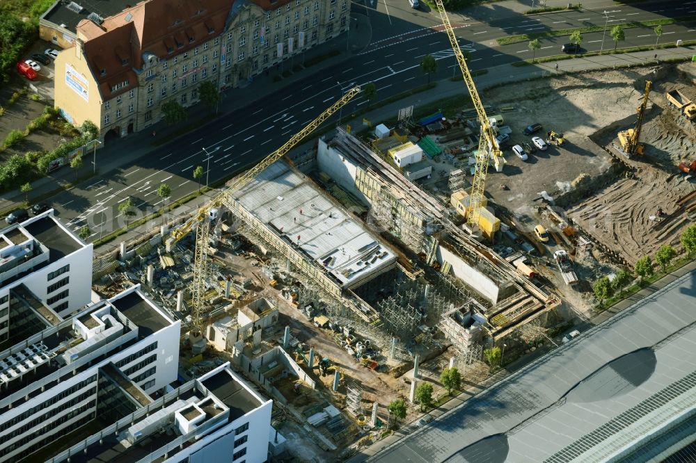 Aerial image Leipzig - New construction site central Bus Station for Public Transportation Fernbusterminal Leipzig of S&G DEVELOPMENT GmbH in the district Mitte in Leipzig in the state Saxony, Germany