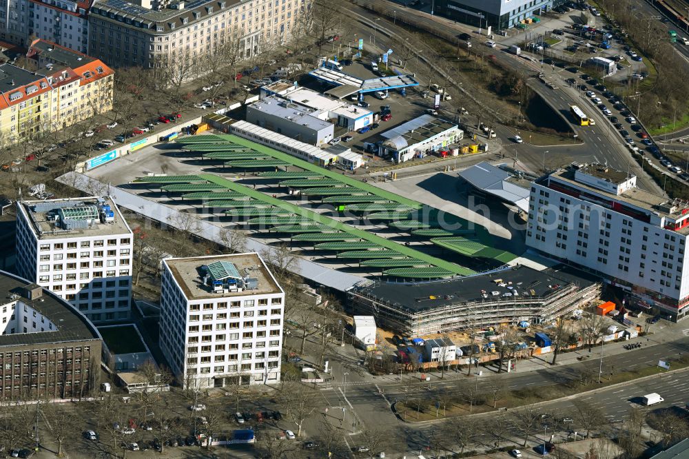 Aerial photograph Berlin - New construction site central Bus Station for Public Transportation on Masurenallee in the district Westend in Berlin, Germany