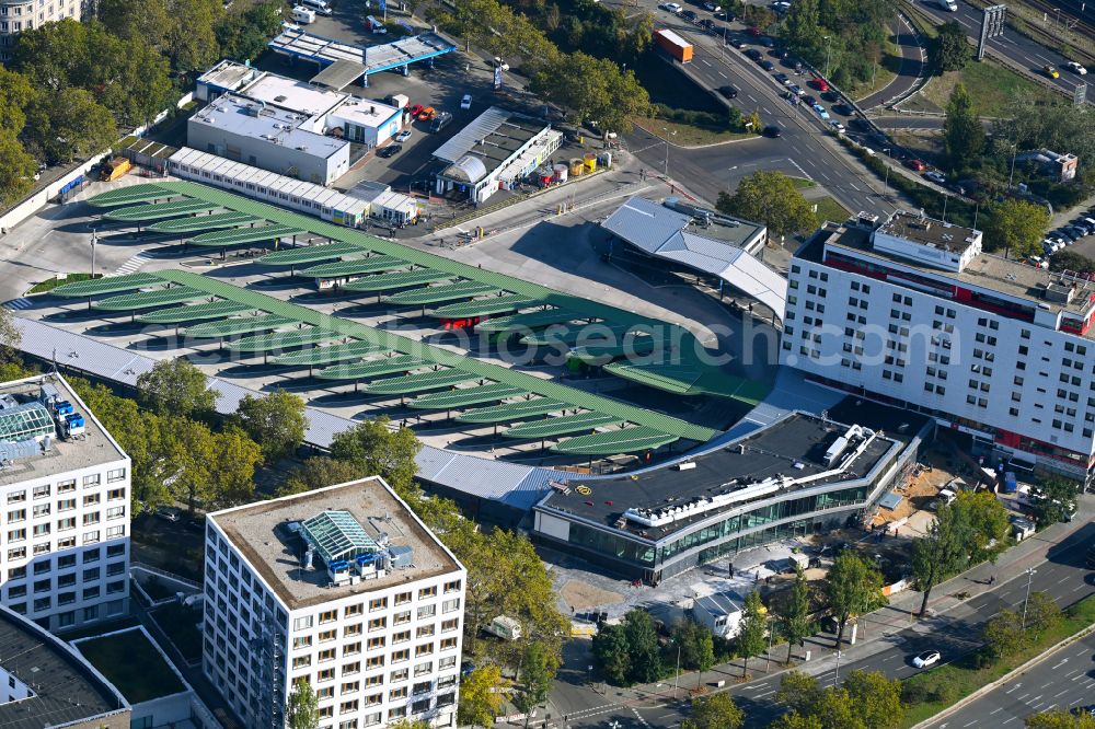 Berlin from above - New construction site central Bus Station for Public Transportation on Masurenallee in the district Westend in Berlin, Germany