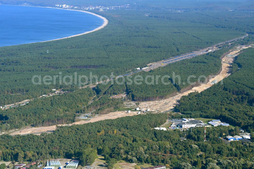 Aerial photograph Swinemünde - Construction site for the new building and extension of the road of Strasse Droga krajowa 3 DK3 in Swinemuende in West Pomeranian, Poland