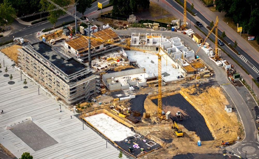 Selm from above - Construction site for the new sports hall in Selm in the state North Rhine-Westphalia, Germany