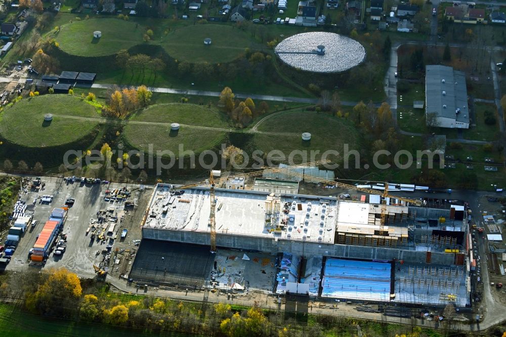 Aerial photograph Lindenberg - Construction site for the new building pumping station in Lindenberg in the state Brandenburg, Germany
