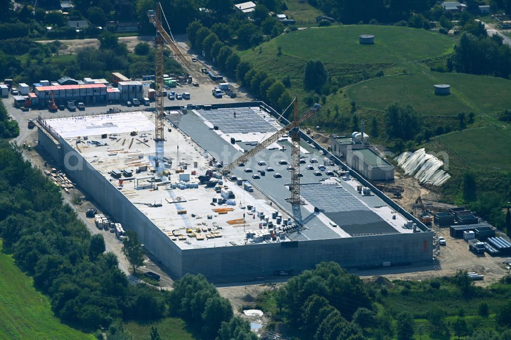 Aerial photograph Lindenberg - Construction site for the new building pumping station in Lindenberg in the state Brandenburg, Germany