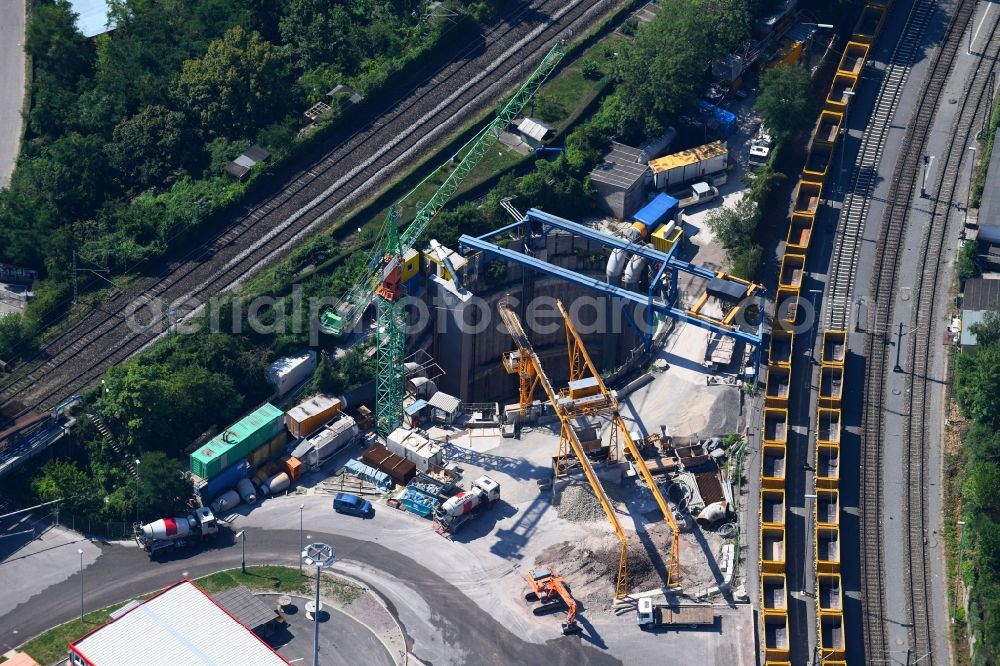 Aerial image Stuttgart - Construction site for new train- tunnel construction Tunnel Cannstatt S21 in the district Nord in Stuttgart in the state Baden-Wurttemberg, Germany