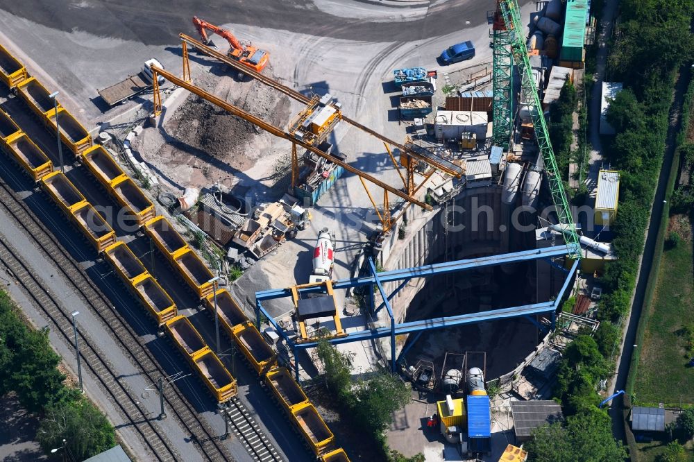 Aerial photograph Stuttgart - Construction site for new train- tunnel construction Tunnel Cannstatt S21 in the district Nord in Stuttgart in the state Baden-Wurttemberg, Germany