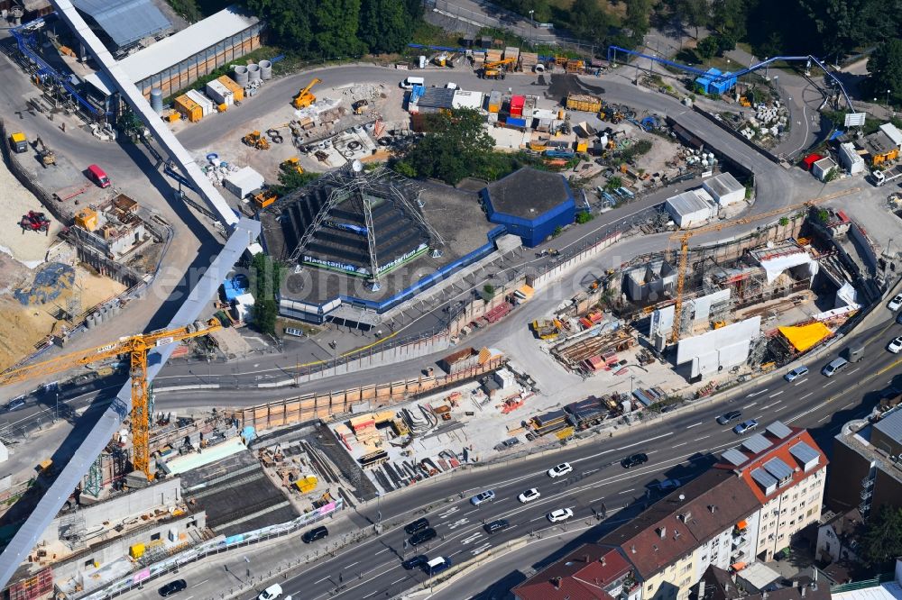 Aerial photograph Stuttgart - Construction site for new train- tunnel construction zum Projekt S21 along the Willy-Brandt-Strasse in Stuttgart in the state Baden-Wurttemberg, Germany
