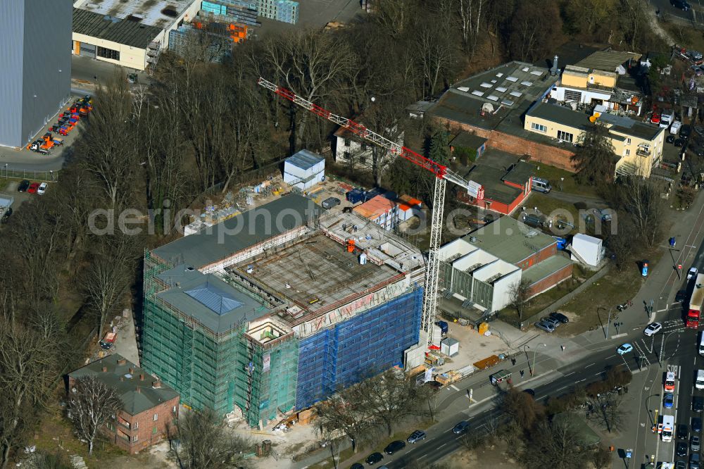 Aerial photograph Berlin - Construction site for the conversion of the Uklei substation at the Juliusturm in Haselhorst in the Spandau district in Berlin, Germany