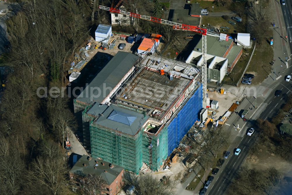 Aerial image Berlin - Construction site for the conversion of the Uklei substation at the Juliusturm in Haselhorst in the Spandau district in Berlin, Germany