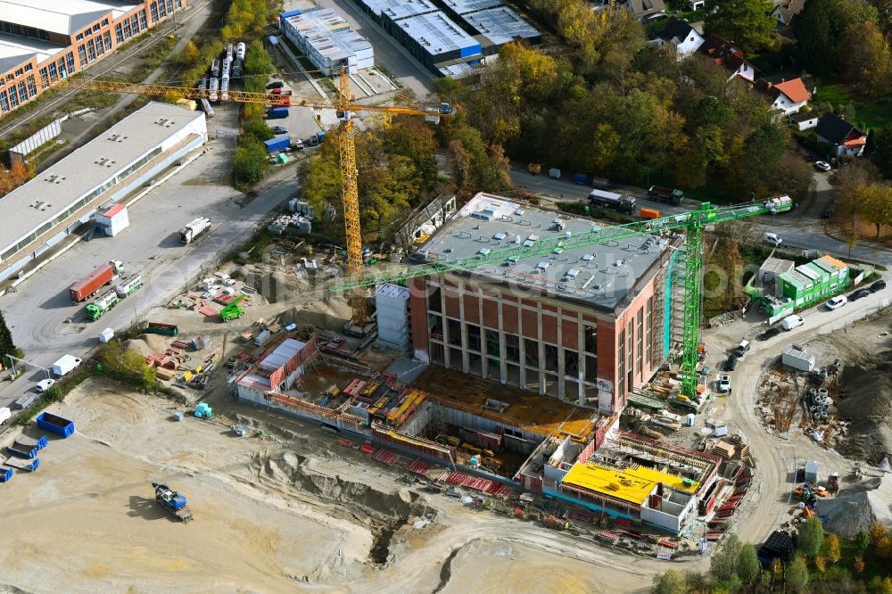 Aerial image München - Construction for the reconstruction of power plant Aubinger Heizkraftwerk in the Bergson Kunstkraftwerk on street Rupert-Bodner-Strasse in the district Aubing in Munich in the state Bavaria, Germany