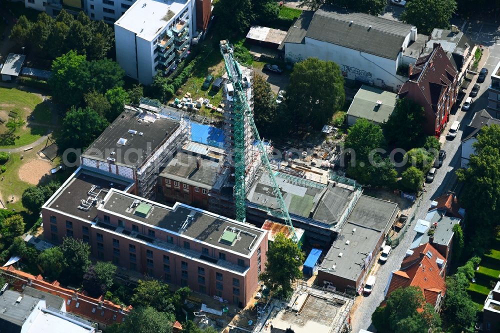 Aerial photograph Hamburg - Construction for the reconstruction and expansion of the old buildings listed building Grosse Freiheit in the district Sankt Pauli in Hamburg, Germany