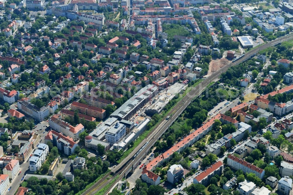 Aerial image Leipzig - Construction site for the conversion and expansion of the listed old building buildings of the Bleichertwerke in the district of Gohlis in Leipzig in the state of Saxony, Germany