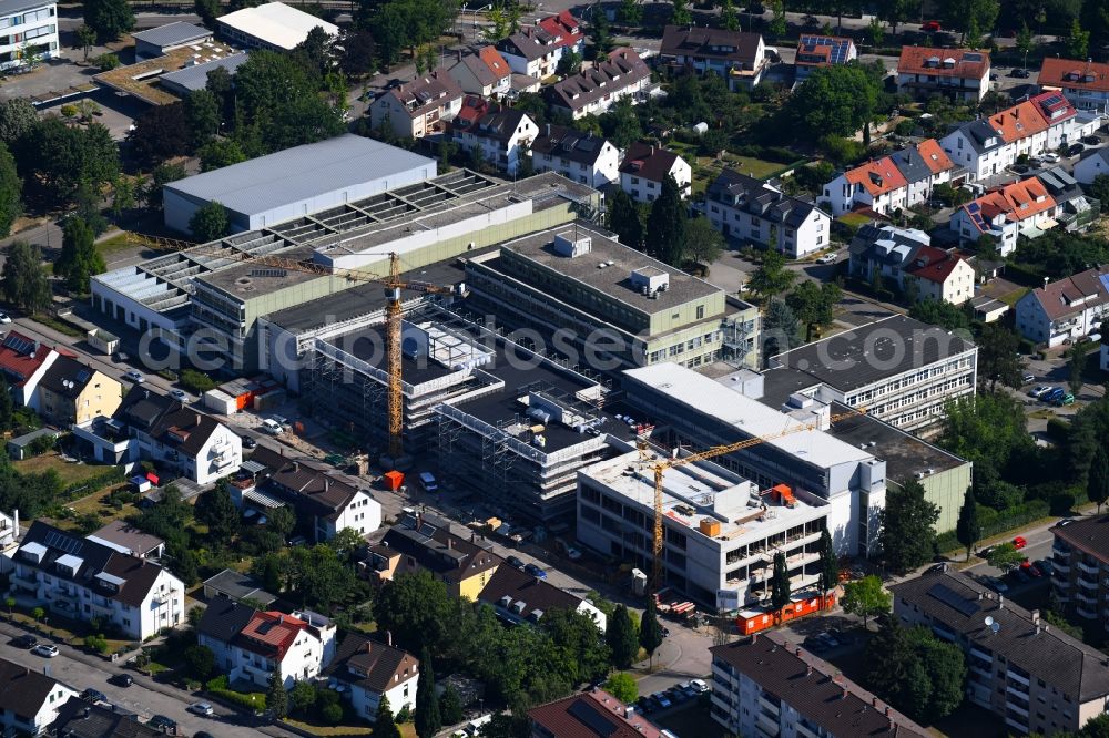 Aerial photograph Ettlingen - Construction for the reconstruction of Bertha-von-Suttner-Schule on Beethovenstrasse in Ettlingen in the state Baden-Wurttemberg, Germany