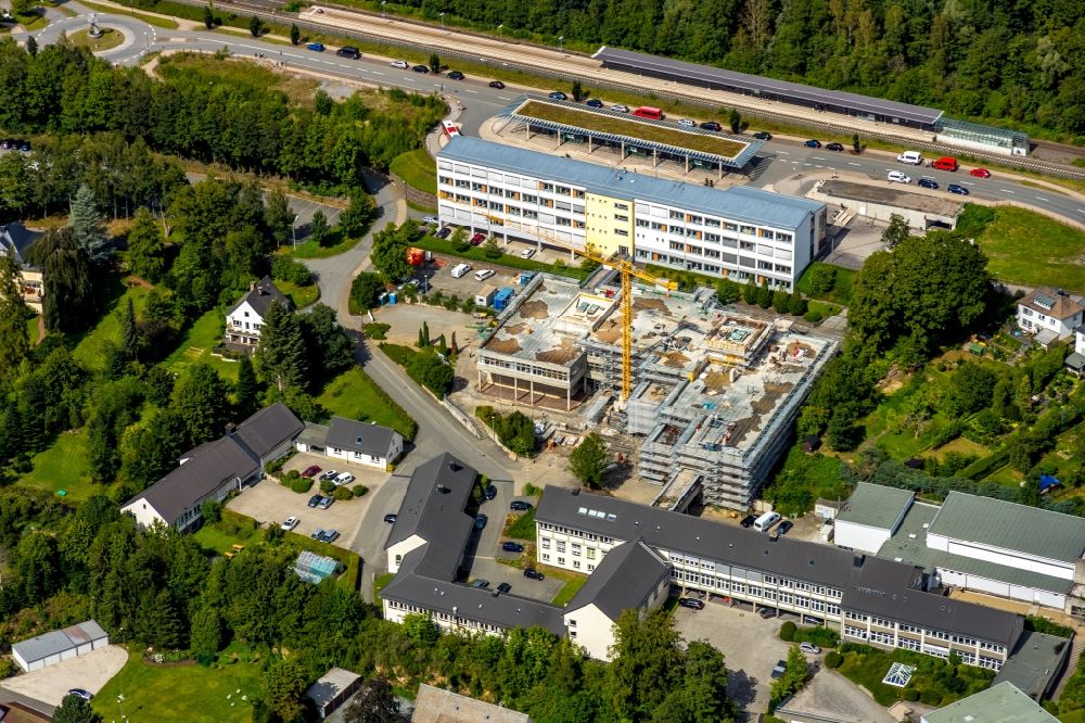Aerial photograph Olsberg - Construction for the reconstruction of Berufskolleg in Olsberg in the state North Rhine-Westphalia, Germany