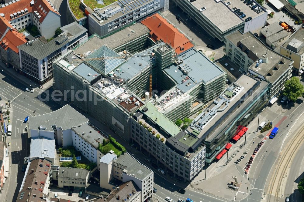 Aerial photograph Augsburg - Construction for the reconstruction of ehemaligen Hauptpost on Grottenau in Augsburg in the state Bavaria, Germany