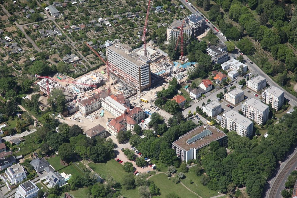 Aerial image Mainz - Construction site for the conversion of the former Hildgardis hospital to the residential district Hildegardis in Mainz in the state Rhineland-Palatinate, Germany