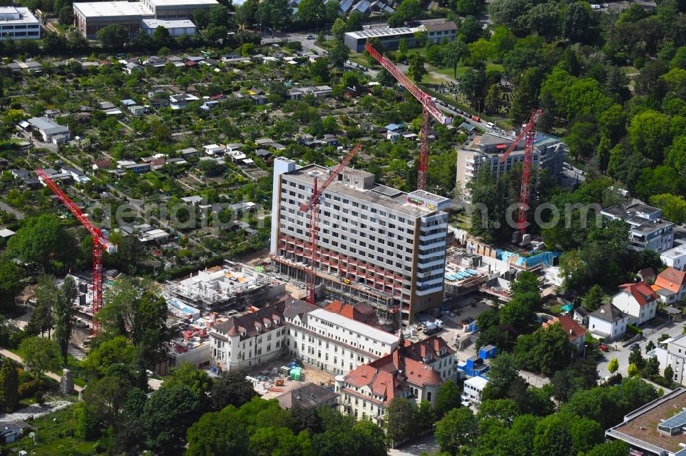 Mainz from above - Construction site for the conversion of the former Hildgardis hospital to the residential district Hildegardis in Mainz in the state Rhineland-Palatinate, Germany