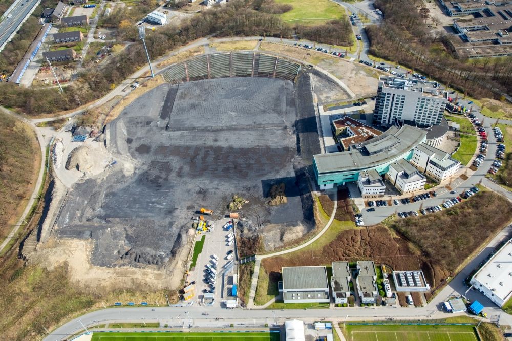 Aerial photograph Gelsenkirchen - Construction for the reconstruction the formerly Parkstadion in the district Gelsenkirchen-Ost in Gelsenkirchen in the state North Rhine-Westphalia