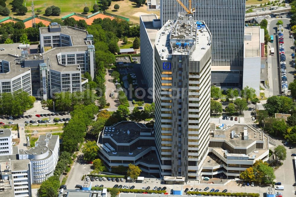 Aerial image Eschborn - Construction site for reconstruction of the high-rise building complex of Deutsche Bank AG in Eschborn in the federal state of Hesse, Germany