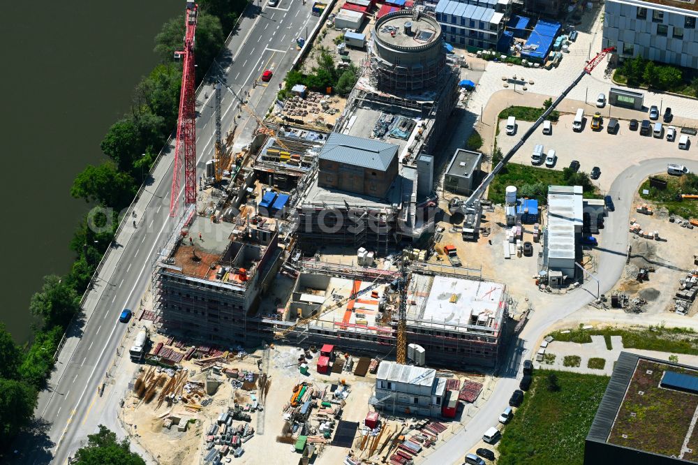 Ingolstadt from the bird's eye view: Construction for the reconstruction of Kavalier Dalwigk in the district Altstadt Suedost in Ingolstadt in the state Bavaria, Germany
