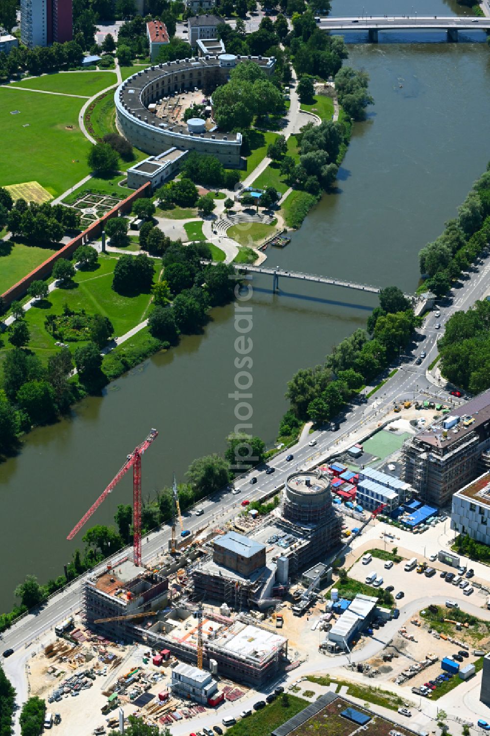 Aerial photograph Ingolstadt - Construction for the reconstruction of Kavalier Dalwigk in the district Altstadt Suedost in Ingolstadt in the state Bavaria, Germany