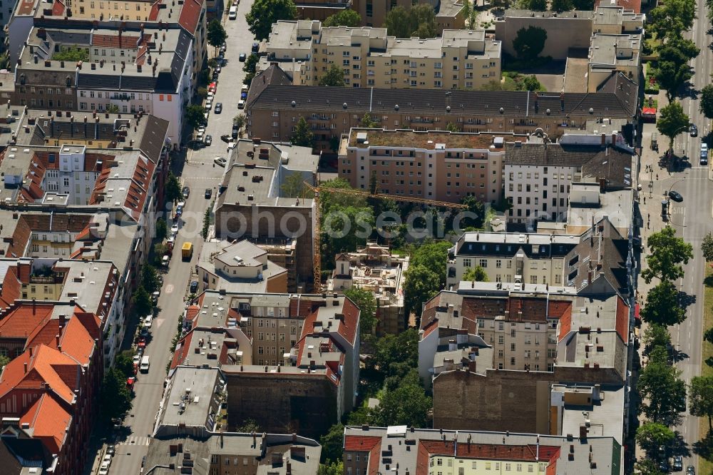 Berlin from the bird's eye view: Construction site for the conversion of a vacant church in an apartment building in the district Schoeneberg in Berlin, Germany