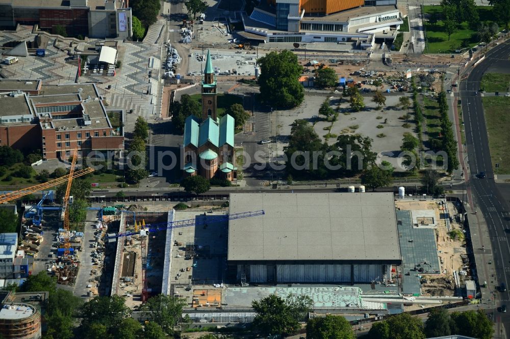 Aerial photograph Berlin - Construction for the reconstruction of Neue Nationalgalerie on Potsdamer Strasse in Berlin, Germany