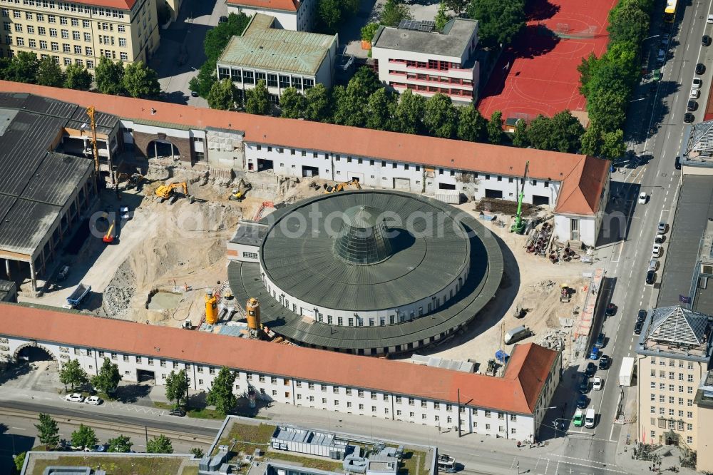 Aerial photograph München - Construction for the reconstruction of Postpalast in ein Hotel on Arnulfstrasse in the district Maxvorstadt in Munich in the state Bavaria, Germany