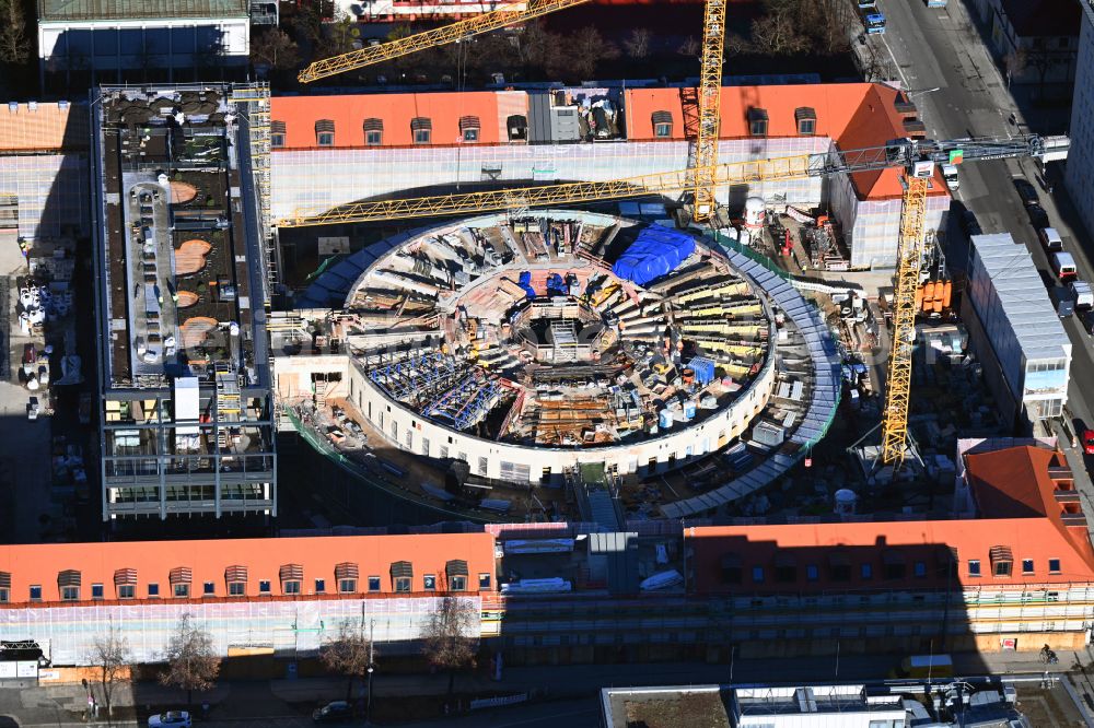 Aerial image München - Construction for the reconstruction of Postpalast in ein Hotel on Arnulfstrasse on street Wredestrasse in the district Maxvorstadt in Munich in the state Bavaria, Germany