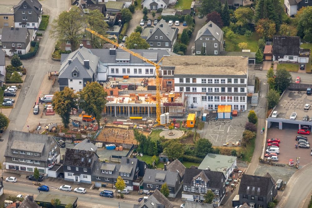 Winterberg from above - Construction site for the conversion of the school building of the Winterberg secondary school to the Winterberg / Medebach secondary school in Winterberg in the federal state of North Rhine-Westphalia, Germany