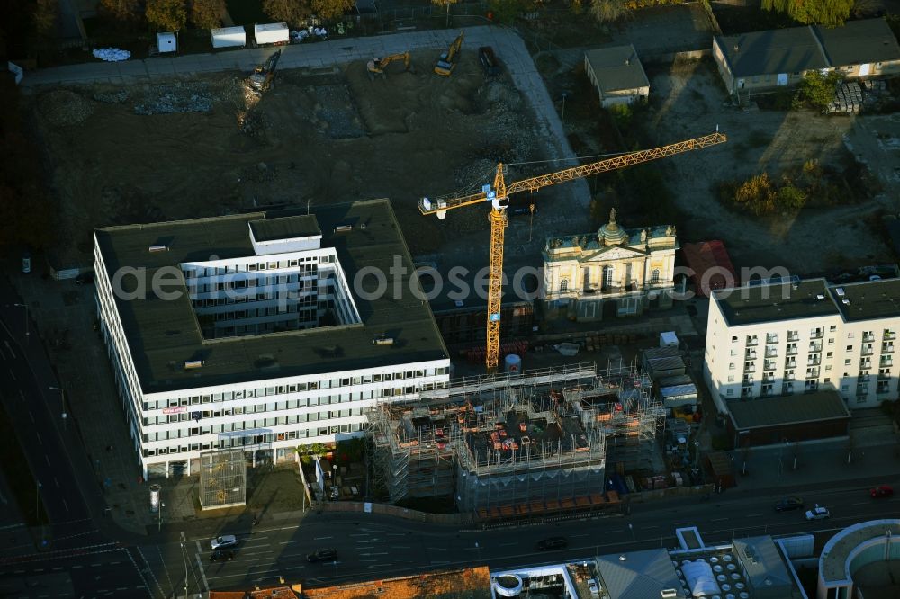 Potsdam from the bird's eye view: Construction site for the reconstruction of the garrison church Potsdam in Potsdam in the federal state of Brandenburg, Germany