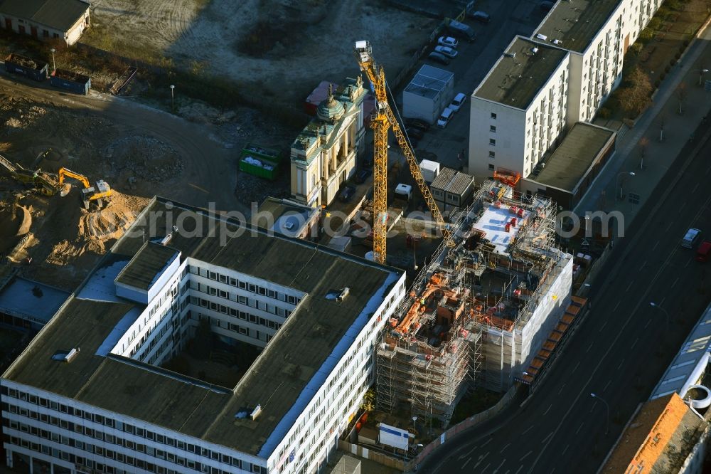Potsdam from above - Construction site for the reconstruction of the garrison church Potsdam in Potsdam in the federal state of Brandenburg, Germany