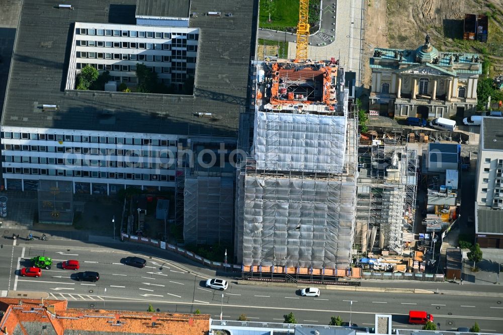 Potsdam from above - Construction site for the reconstruction of the Garnisonkirche Potsdam in Potsdam in the federal state of Brandenburg, Germany
