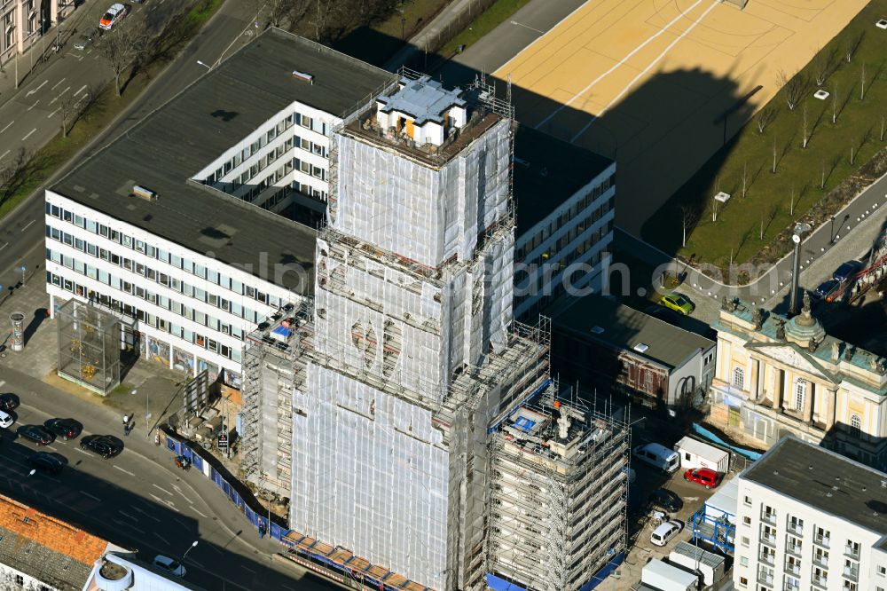 Aerial photograph Potsdam - Construction site for the reconstruction of the Garnisonkirche Potsdam in Potsdam in the federal state of Brandenburg, Germany