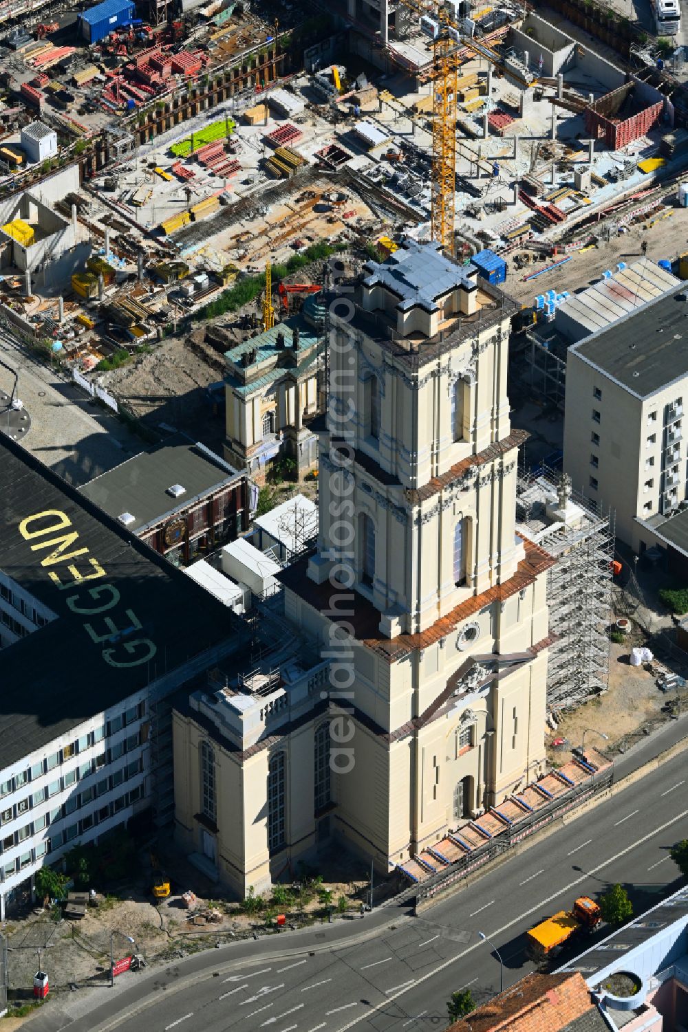 Aerial image Potsdam - Construction site for the reconstruction of the Garnisonkirche Potsdam in Potsdam in the federal state of Brandenburg, Germany