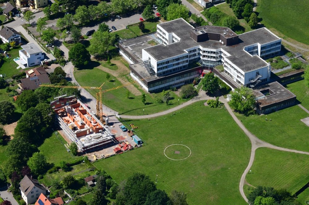 Aerial photograph Bad Säckingen - New construction site for the construction of a kindergarten building and nursery school on the health campus in Bad Saeckingen in the state Baden-Wuerttemberg, Germany