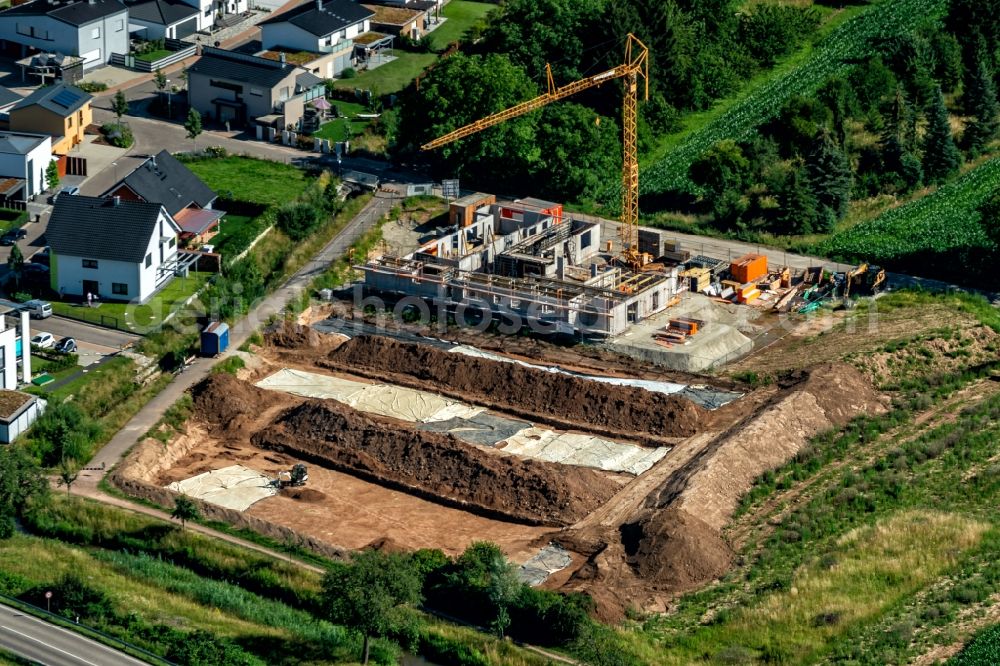 Ettenheim from above - New construction site for the construction of a kindergarten building and Nursery school Superten in Ettenheim in the state Baden-Wurttemberg, Germany