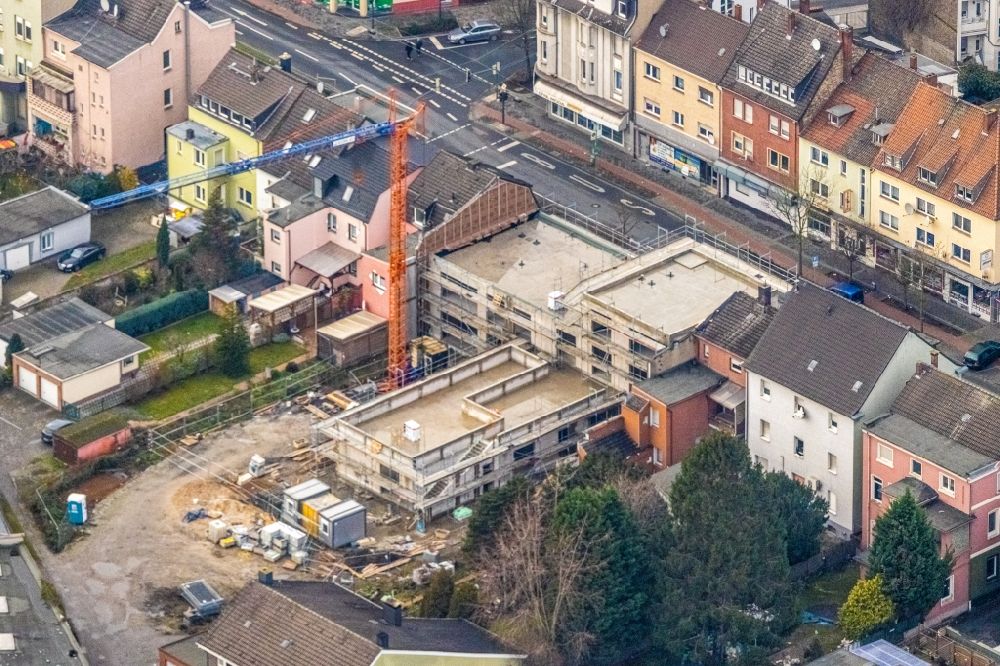Hamm from above - New construction site for the construction of a kindergarten building and Nursery school on Wilhelmstrasse in Hamm in the state North Rhine-Westphalia, Germany