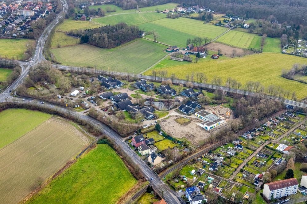 Aerial photograph Hamm - New construction site for the construction of a kindergarten building and Nursery school Caldenhofer Weg - Ahornallee in Hamm at Ruhrgebiet in the state North Rhine-Westphalia, Germany