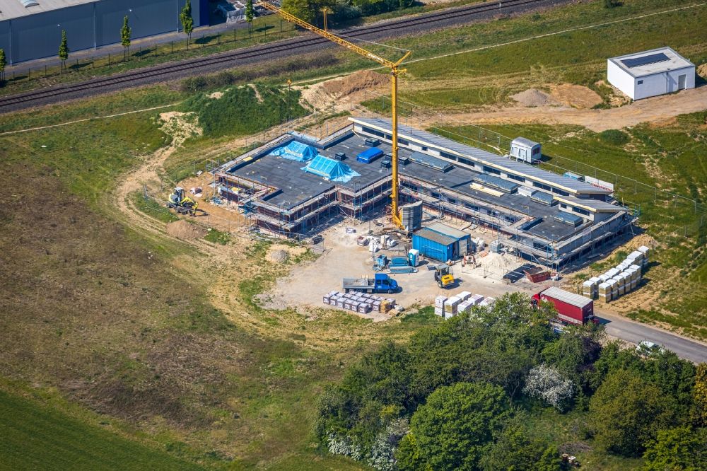 Aerial image Wesel - New construction site for the construction of a kindergarten building and Nursery school on Hessenweg in Wesel in the state North Rhine-Westphalia, Germany