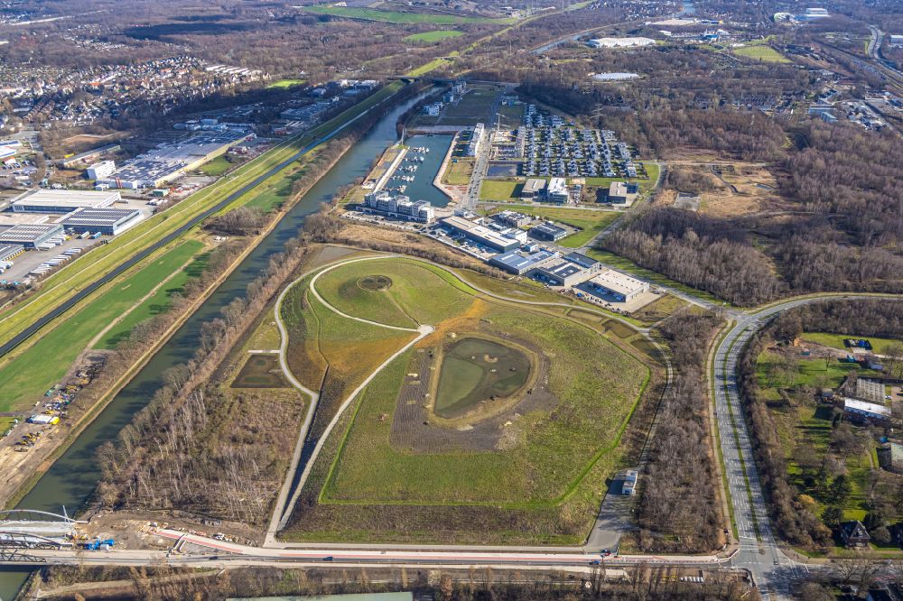 Aerial image Gelsenkirchen - Building site for the construction and layout of a new park with paths and green areas in Gelsenkirchen at Ruhrgebiet in the state North Rhine-Westphalia, Germany