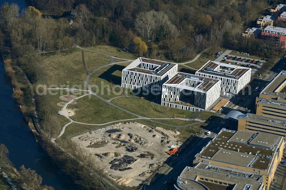 Potsdam from above - Building site for the construction and layout of a new park with paths and green areas in the district Suedliche Innenstadt in Potsdam in the state Brandenburg, Germany