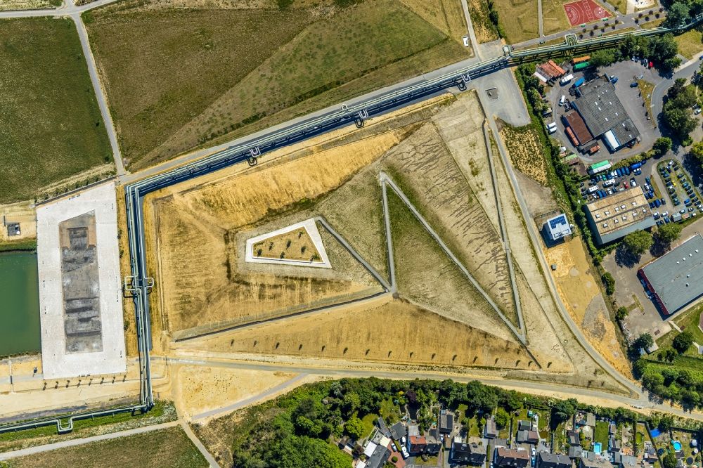 Gelsenkirchen from above - Building site for the construction and layout of a new park with paths and green areas in the district Hassel in Gelsenkirchen in the state North Rhine-Westphalia, Germany