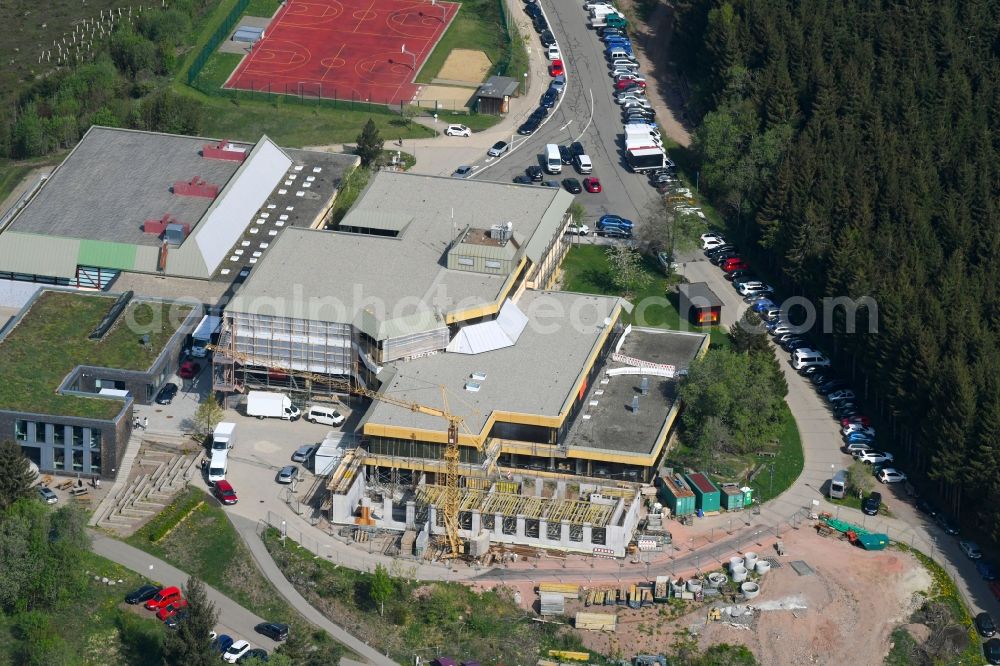 Furtwangen im Schwarzwald from the bird's eye view: New construction site of the school building on Otto-Hahn-Gymnasium with Realschule Furtwangen on Colnestrasse in Furtwangen im Schwarzwald in the state Baden-Wuerttemberg, Germany